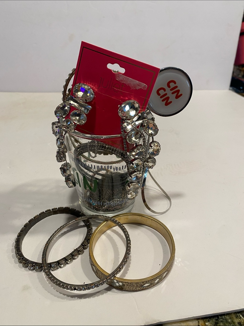 Assorted Silver and Gold Women's Jewelry Set with Clear Glass Accent - Picture 6 of 6